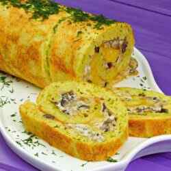Рулет из кабачков с сыром и грибами в духовке